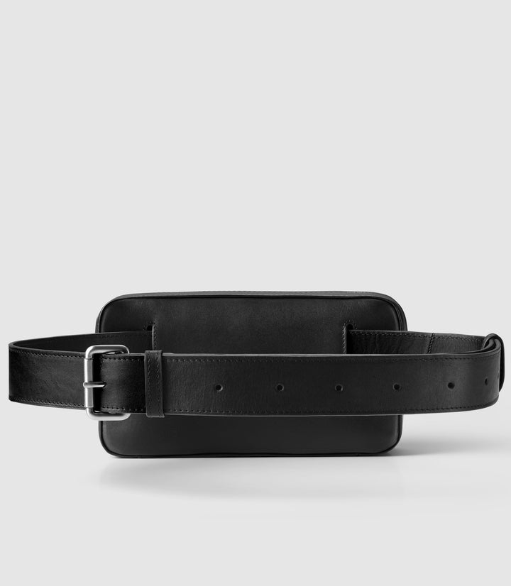 Bauchtasche Leder PALLAS Midnight Black aus echtem Leder von PURE Leather Studio | PURE Leather Studio