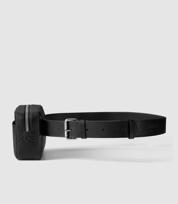 Bauchtasche Leder PALLAS Midnight Black aus echtem Leder von PURE Leather Studio | PURE Leather Studio