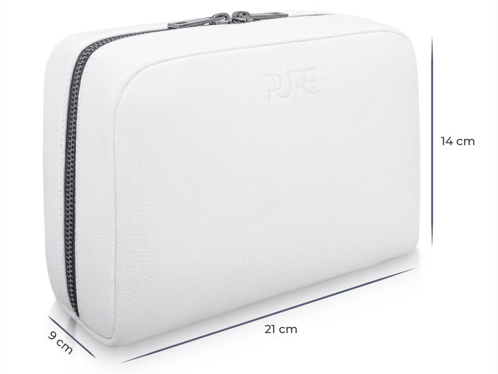 Kosmetiktasche Leder MIRA Ivory White aus echtem Leder von PURE Leather Studio | PURE Leather Studio