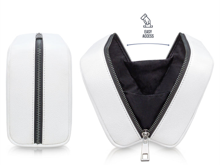 Kosmetiktasche Leder MIRA Ivory White aus echtem Leder von PURE Leather Studio | PURE Leather Studio