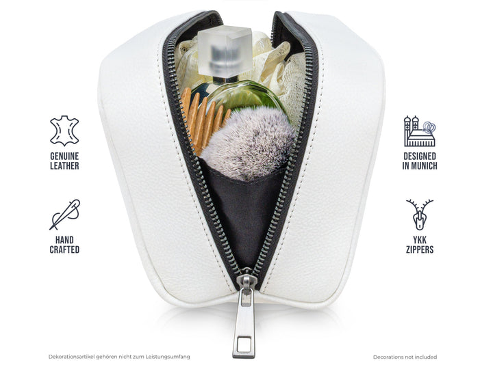 Kosmetiktasche Leder MIRA Ivory White aus echtem Leder von PURE Leather Studio | PURE Leather Studio