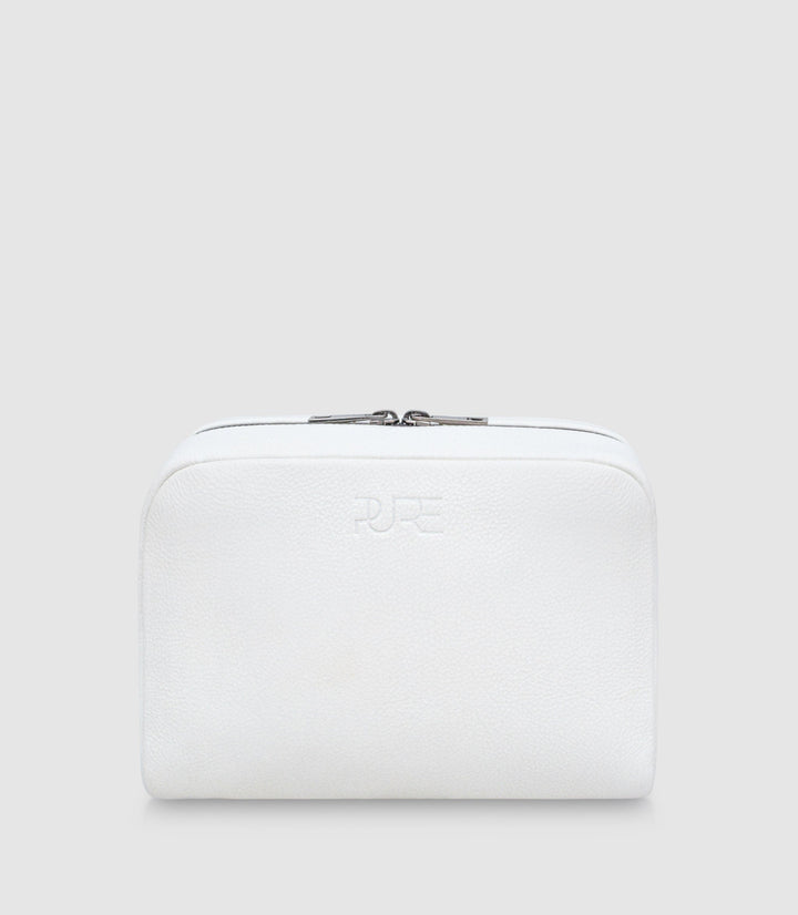 Kosmetiktasche Leder MIRA Ivory White aus echtem Leder von PURE Leather Studio | PURE Leather Studio