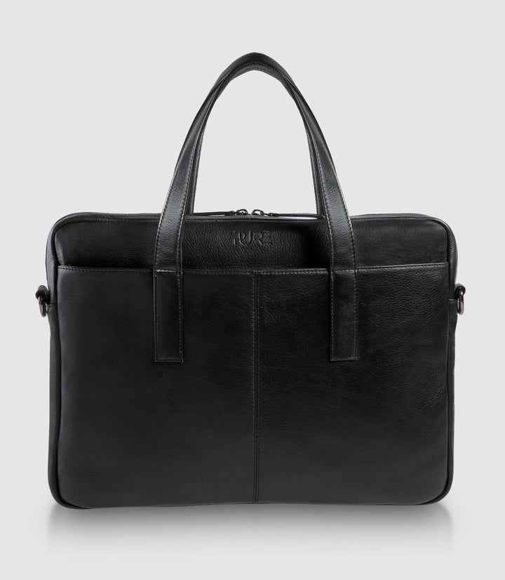 Laptoptasche Leder CAPELLA Midnight Black aus echtem Leder von PURE Leather Studio | PURE Leather Studio
