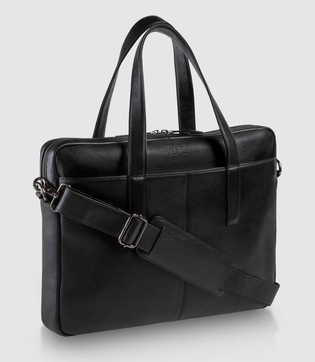 Laptoptasche Leder CAPELLA Midnight Black aus echtem Leder von PURE Leather Studio | PURE Leather Studio
