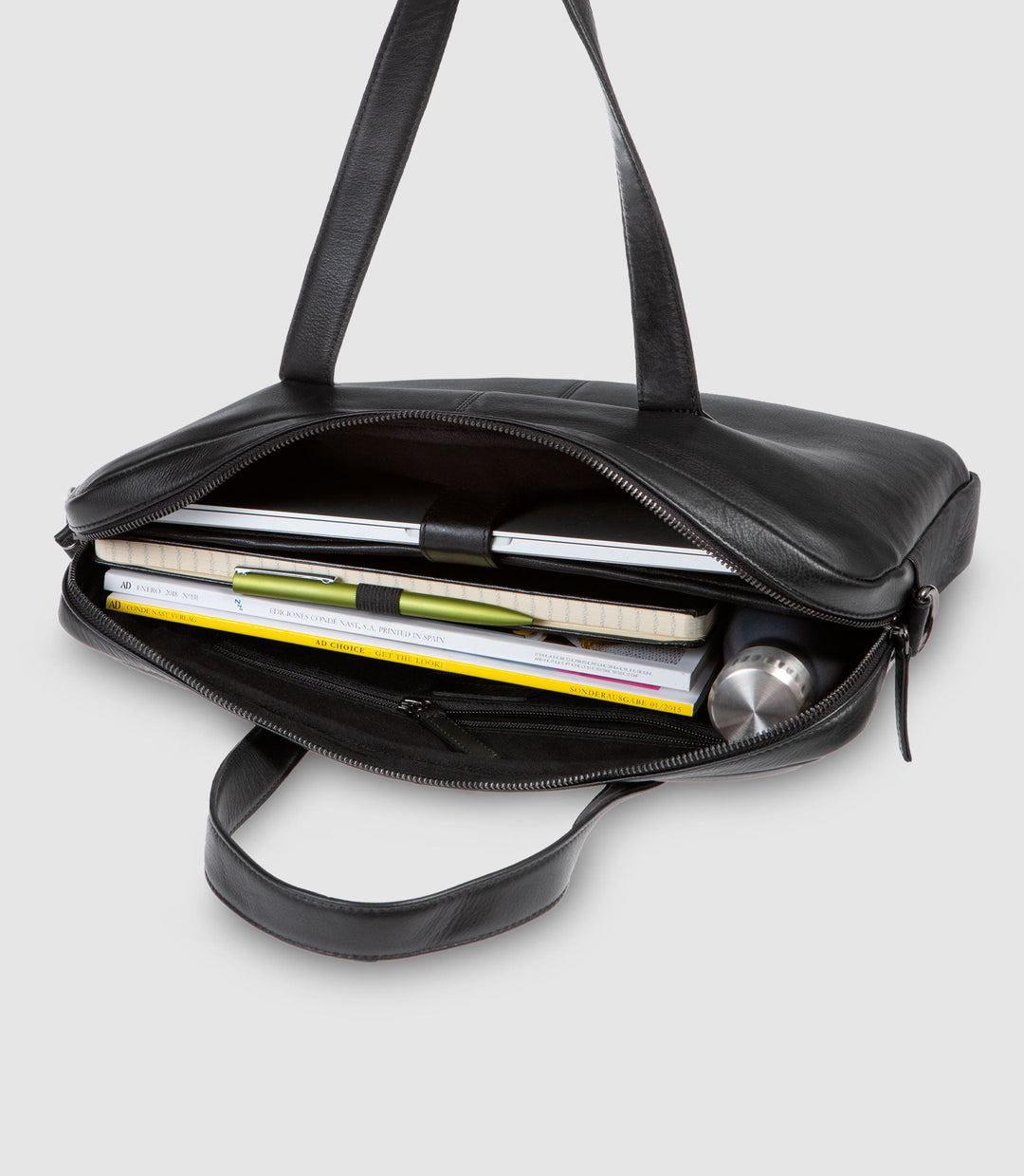 Laptoptasche Leder CAPELLA Midnight Black aus echtem Leder von PURE Leather Studio | PURE Leather Studio