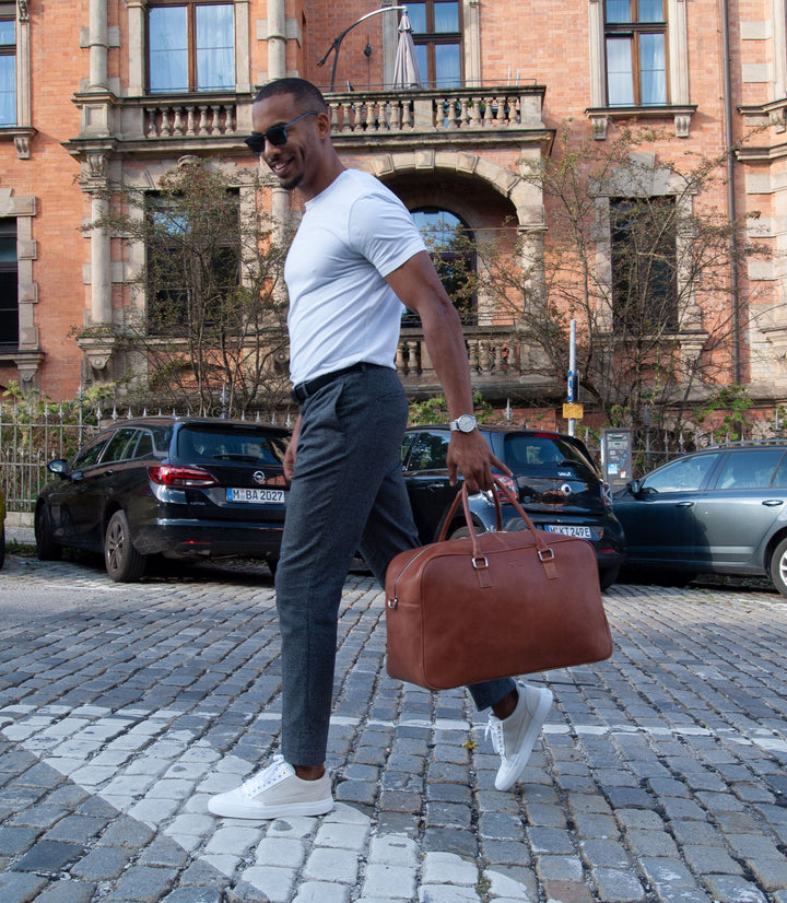 Reisetasche Leder CANOPUS Cognac aus echtem Leder von PURE Leather Studio | PURE Leather Studio