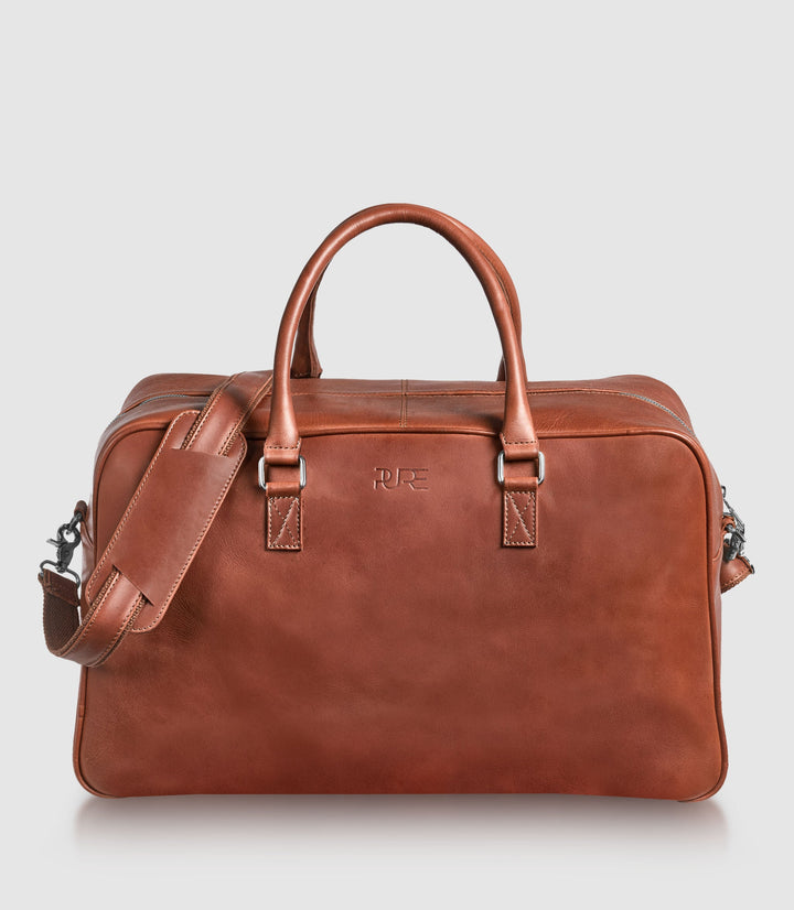 Reisetasche Leder CANOPUS Cognac aus echtem Leder von PURE Leather Studio | PURE Leather Studio