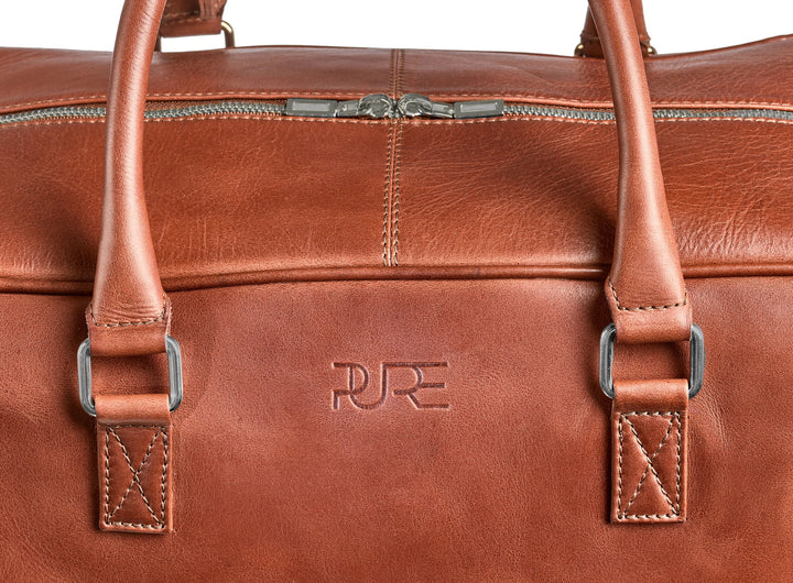 Reisetasche Leder CANOPUS Cognac aus echtem Leder von PURE Leather Studio | PURE Leather Studio