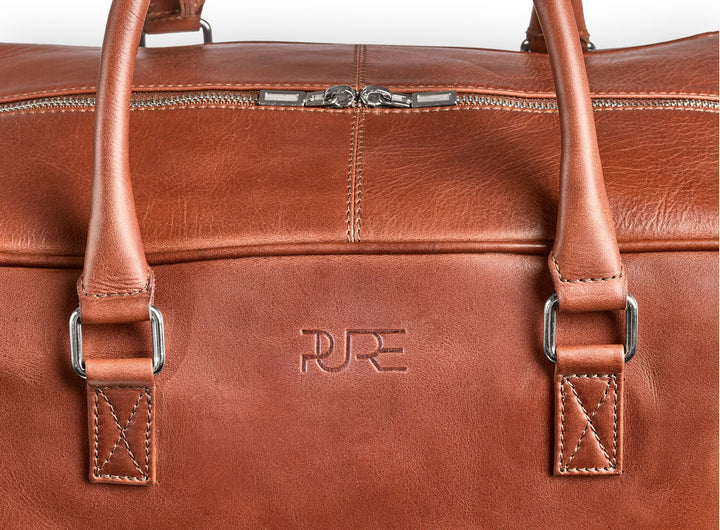 Reisetasche Leder CANOPUS Cognac aus echtem Leder von PURE Leather Studio | PURE Leather Studio