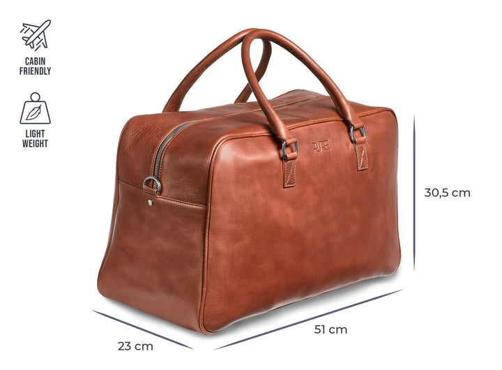 Reisetasche Leder CANOPUS Cognac aus echtem Leder von PURE Leather Studio | PURE Leather Studio