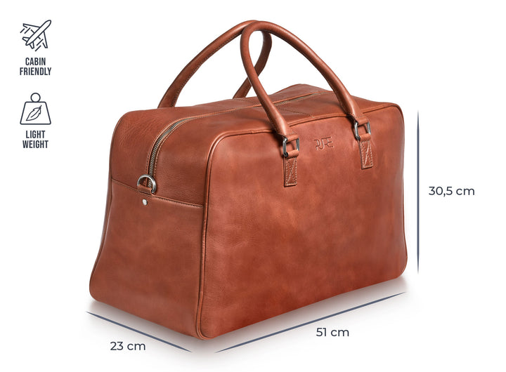 Reisetasche Leder CANOPUS Cognac aus echtem Leder von PURE Leather Studio | PURE Leather Studio