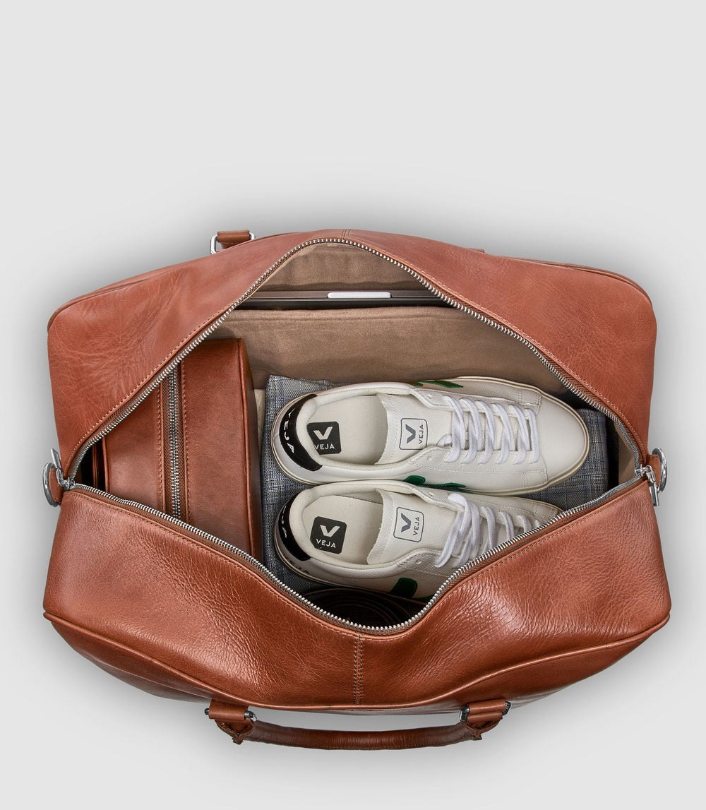 Reisetasche Leder CANOPUS Cognac aus echtem Leder von PURE Leather Studio | PURE Leather Studio