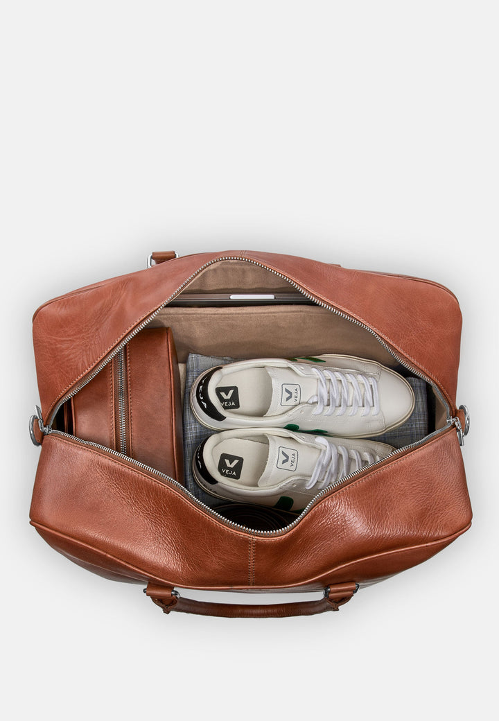 Reisetasche Leder CANOPUS Cognac aus echtem Leder von PURE Leather Studio | PURE Leather Studio
