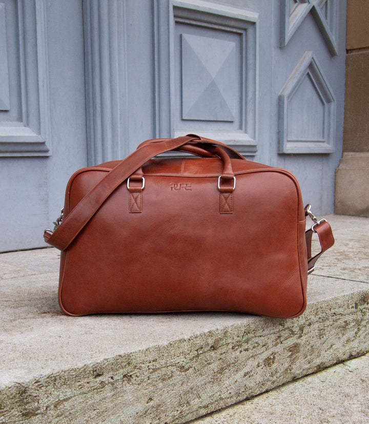 Reisetasche Leder CANOPUS Cognac aus echtem Leder von PURE Leather Studio | PURE Leather Studio