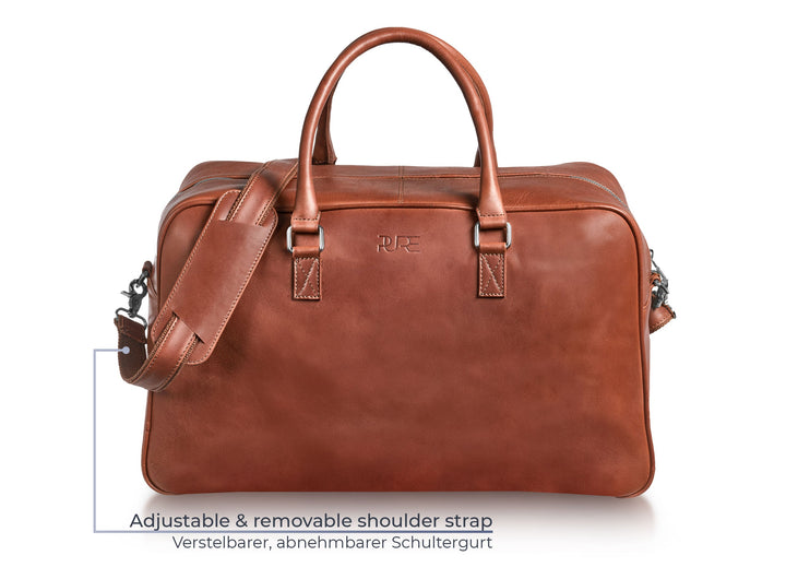 Reisetasche Leder CANOPUS Cognac aus echtem Leder von PURE Leather Studio | PURE Leather Studio