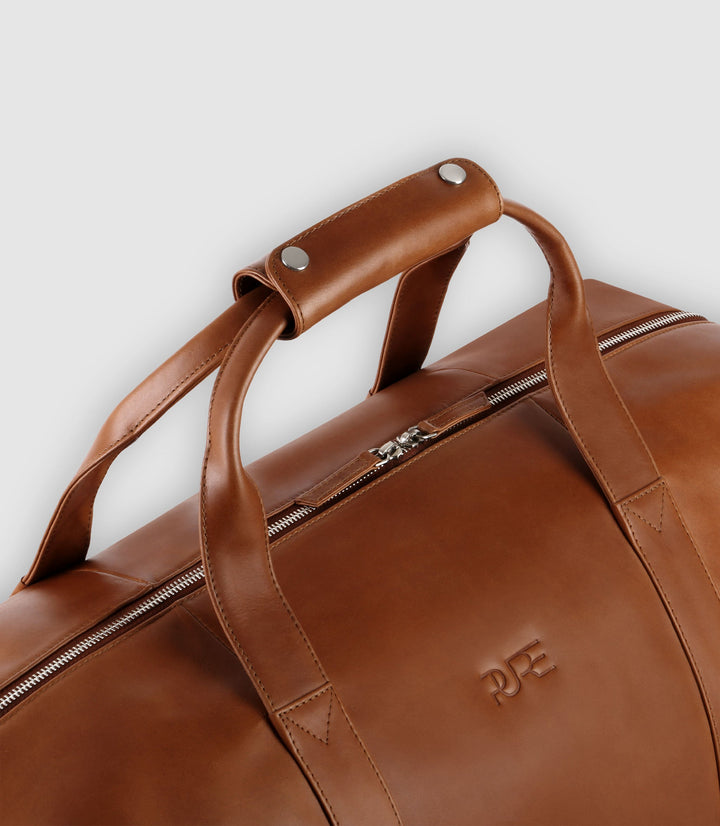 Reisetasche Leder ELNATH Cognac aus echtem Leder von PURE Leather Studio | PURE Leather Studio