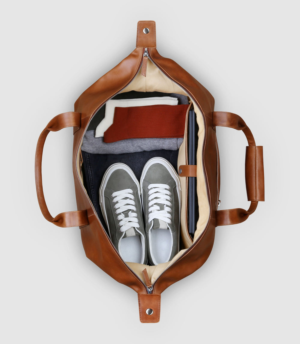 Reisetasche Leder ELNATH Cognac aus echtem Leder von PURE Leather Studio | PURE Leather Studio