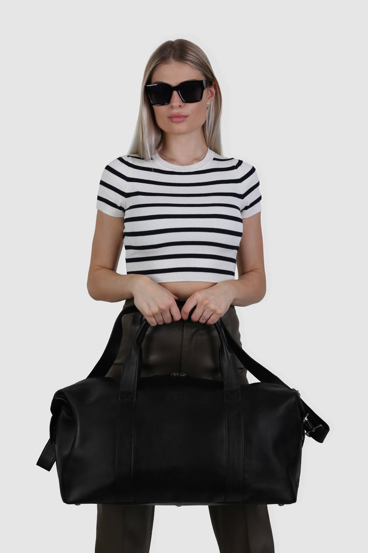 Reisetasche Leder ELNATH Midnight Black aus echtem Leder von PURE Leather Studio | PURE Leather Studio