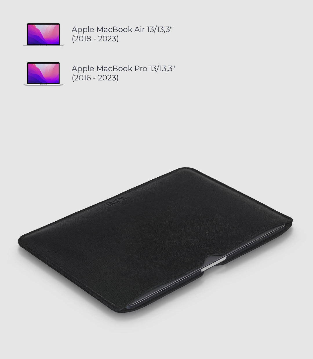 13" MacBook Lederhülle AVIOR Midnight Black aus echtem Leder von PURE Leather Studio | PURE Leather Studio