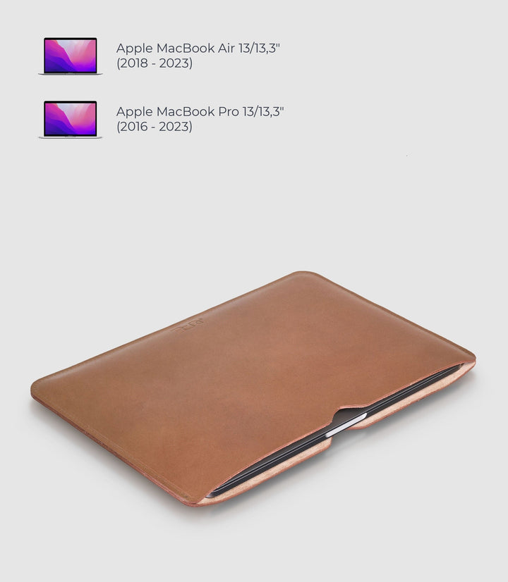 13" MacBook Lederhülle AVIOR Tan aus echtem Leder von PURE Leather Studio | PURE Leather Studio