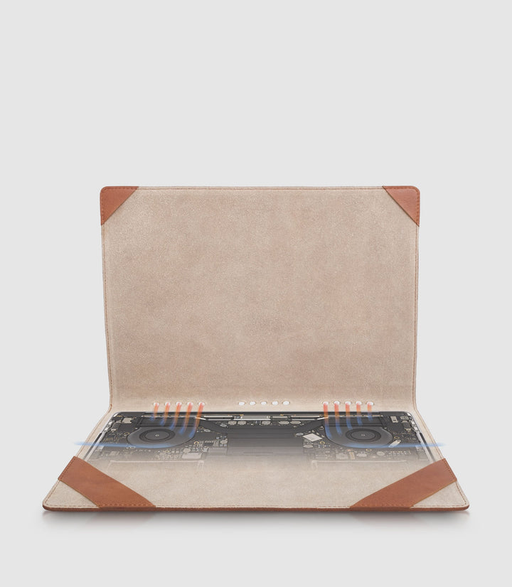 13 Zoll MacBook Lederhülle ATRIA Cognac aus echtem Leder von PURE Leather Studio | PURE Leather Studio