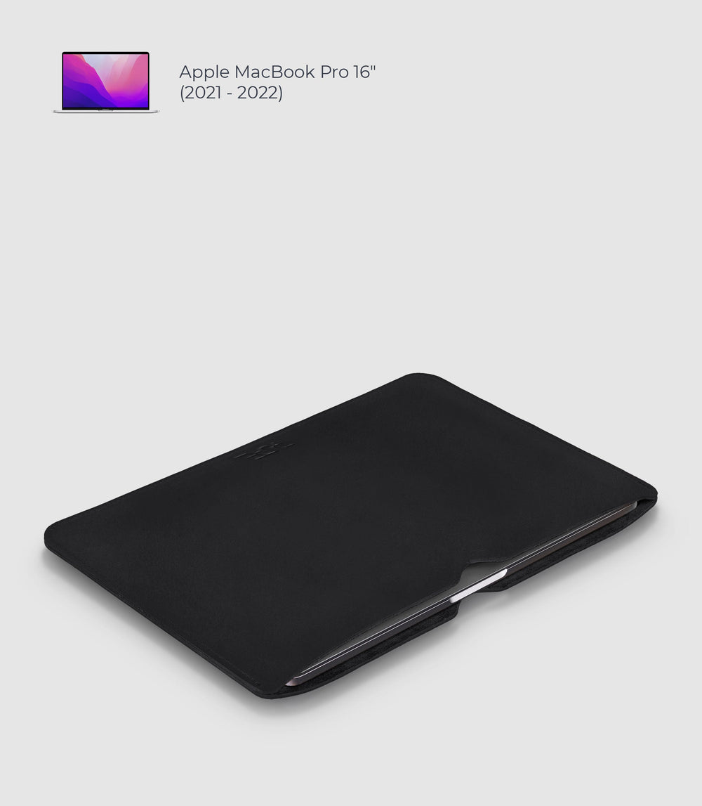 16" MacBook Lederhülle AVIOR Midnight Black aus echtem Leder von PURE Leather Studio | PURE Leather Studio