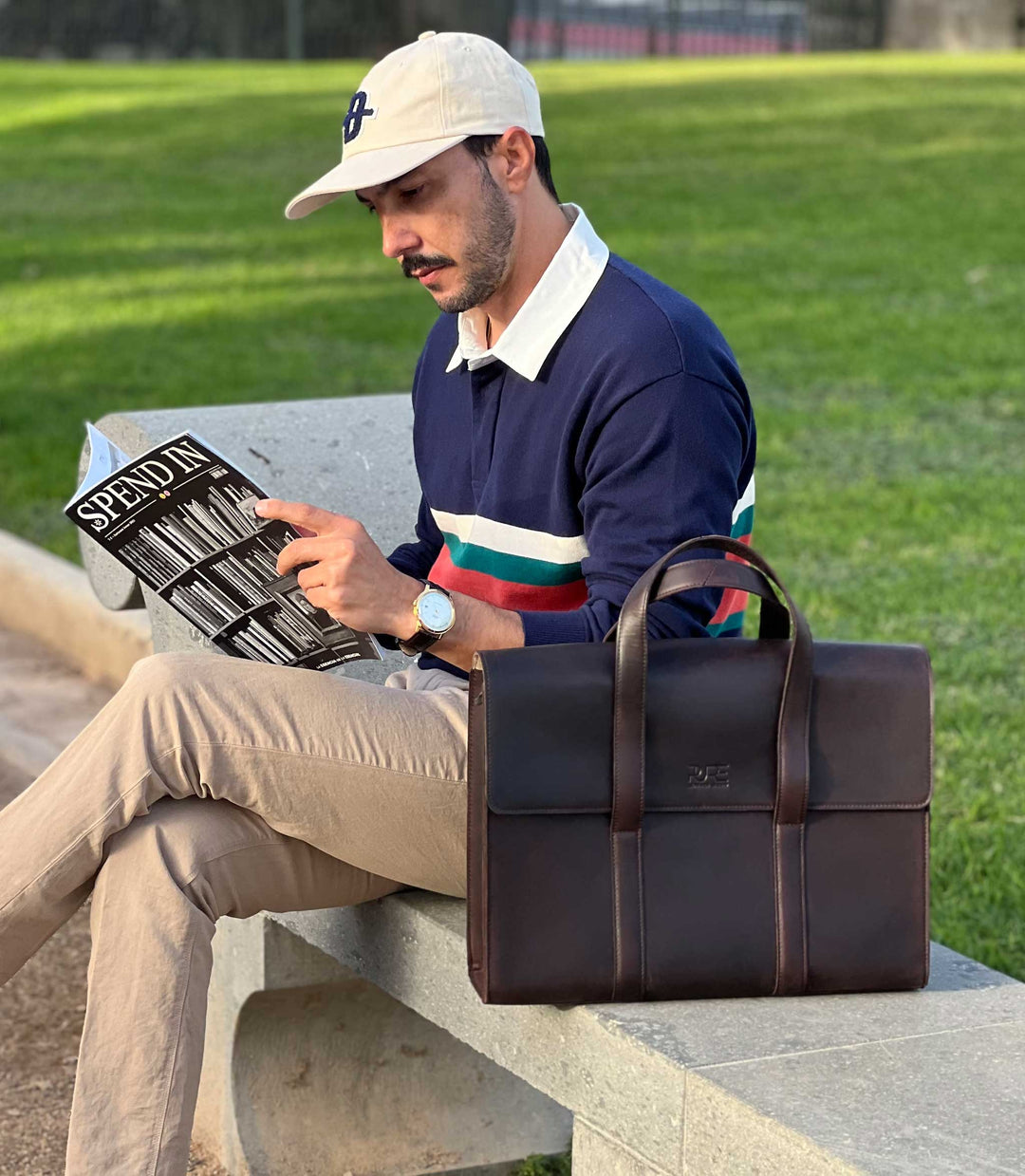 Aktentasche Leder LESATH Chocolate aus echtem Leder von PURE Leather Studio | PURE Leather Studio