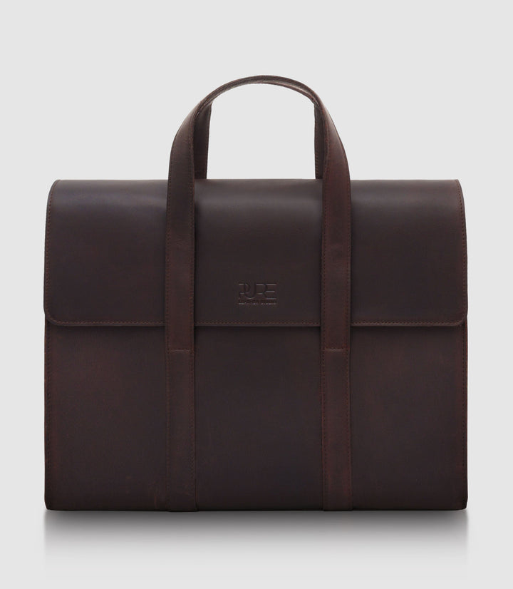 Aktentasche Leder LESATH Chocolate aus echtem Leder von PURE Leather Studio | PURE Leather Studio