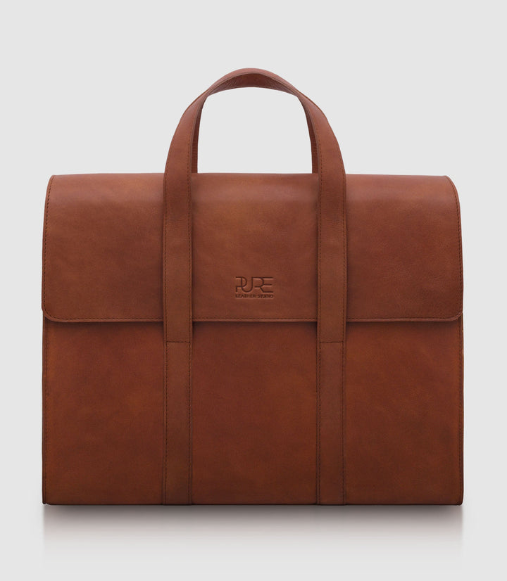 Aktentasche Leder LESATH Cognac aus echtem Leder von PURE Leather Studio | PURE Leather Studio