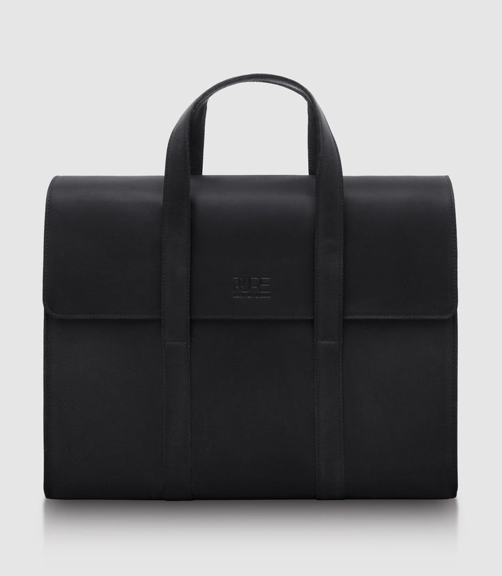 Aktentasche Leder LESATH Midnight black aus echtem Leder von PURE Leather Studio | PURE Leather Studio
