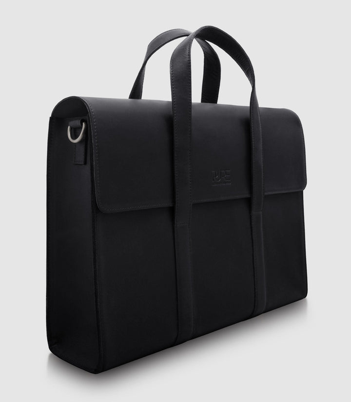 Aktentasche Leder LESATH Midnight black aus echtem Leder von PURE Leather Studio | PURE Leather Studio