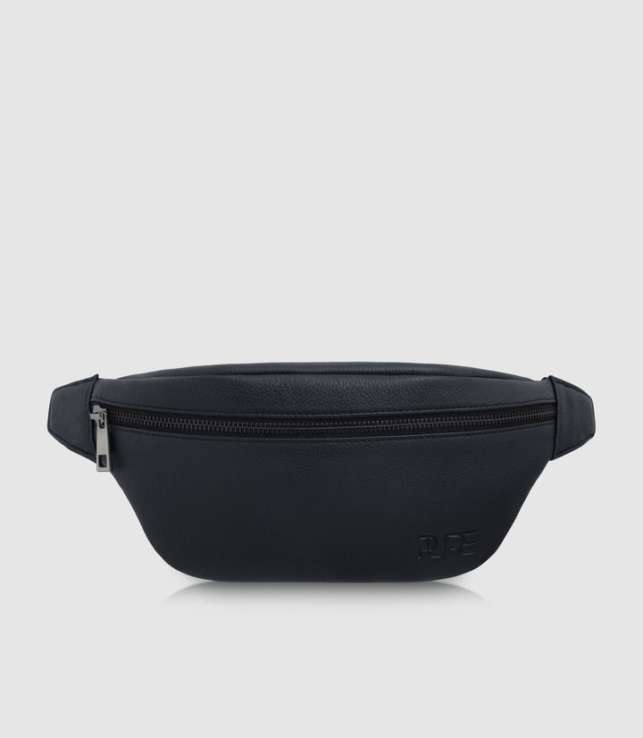 Bauchtasche Leder CAPH Midnight Black aus echtem Leder von PURE Leather Studio | PURE Leather Studio