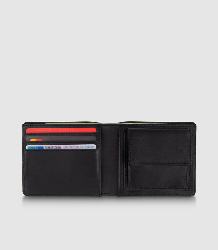 Geldbeutel Leder CASTOR Bifold Midnight Black aus echtem Leder von PURE Leather Studio | PURE Leather Studio