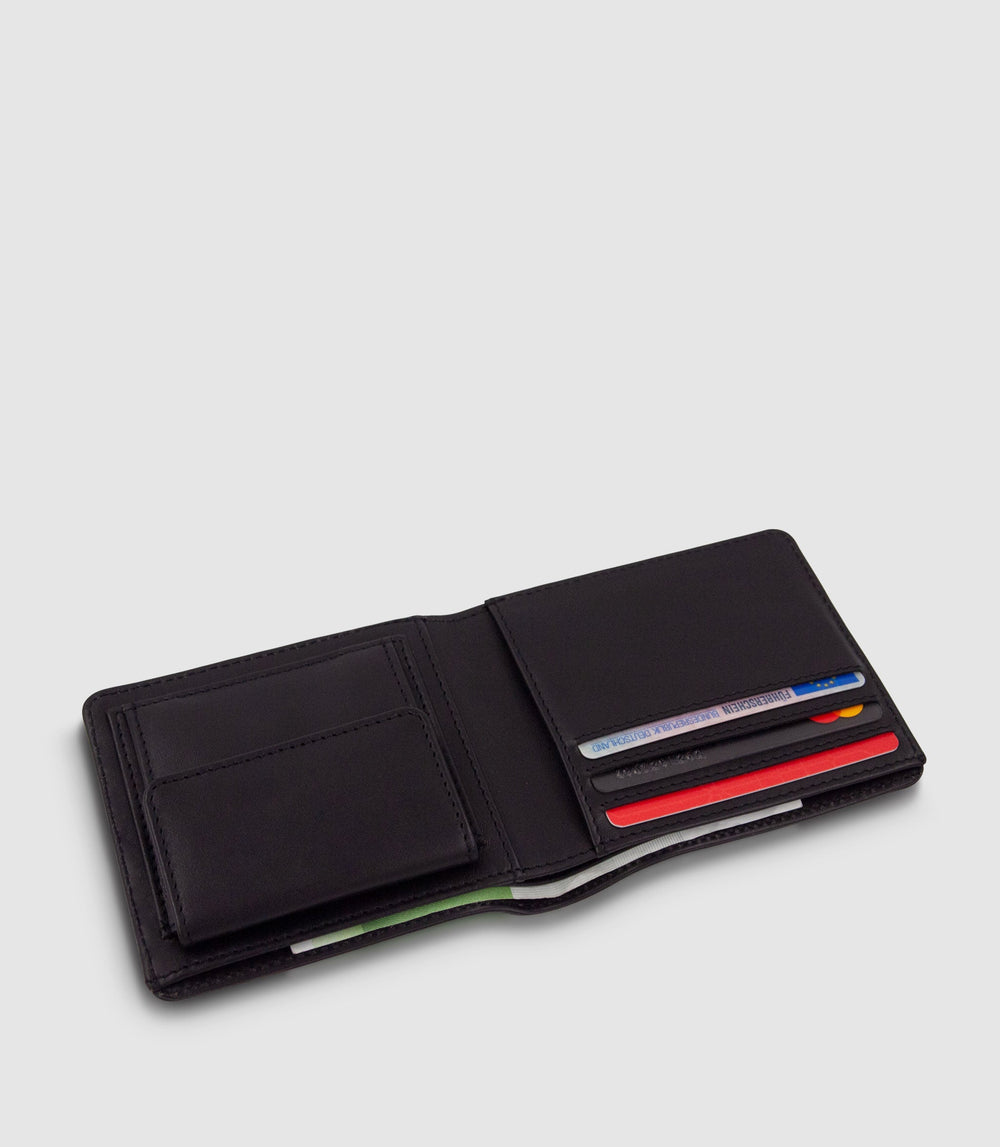 Geldbeutel Leder CASTOR Bifold Midnight Black aus echtem Leder von PURE Leather Studio | PURE Leather Studio