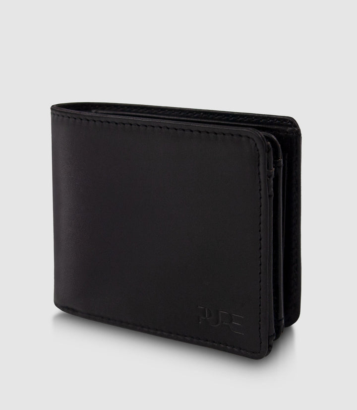 Geldbeutel Leder CASTOR Trifold Midnight Black aus echtem Leder von PURE Leather Studio | PURE Leather Studio