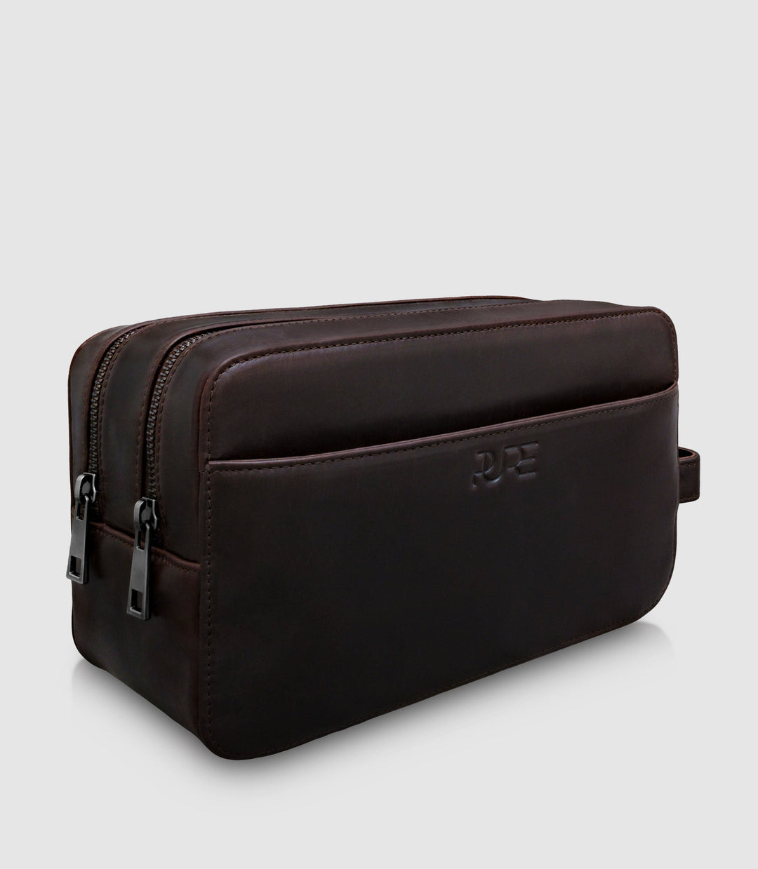 Kulturtasche Leder ATLAS XL Chocolate aus echtem Leder von PURE Leather Studio | PURE Leather Studio