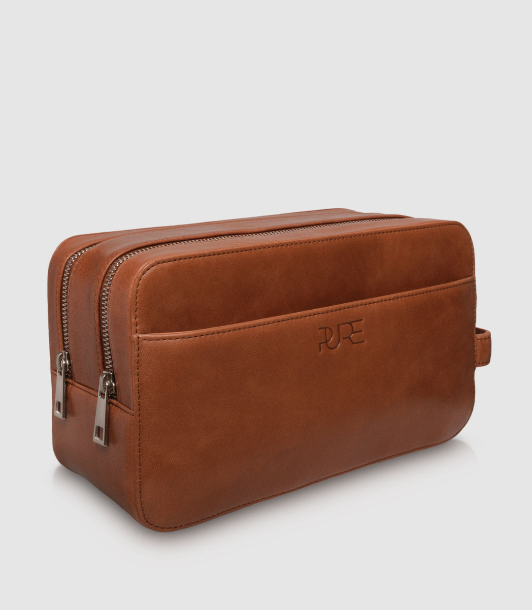 Kulturtasche Leder ATLAS XL Cognac aus echtem Leder von PURE Leather Studio | PURE Leather Studio