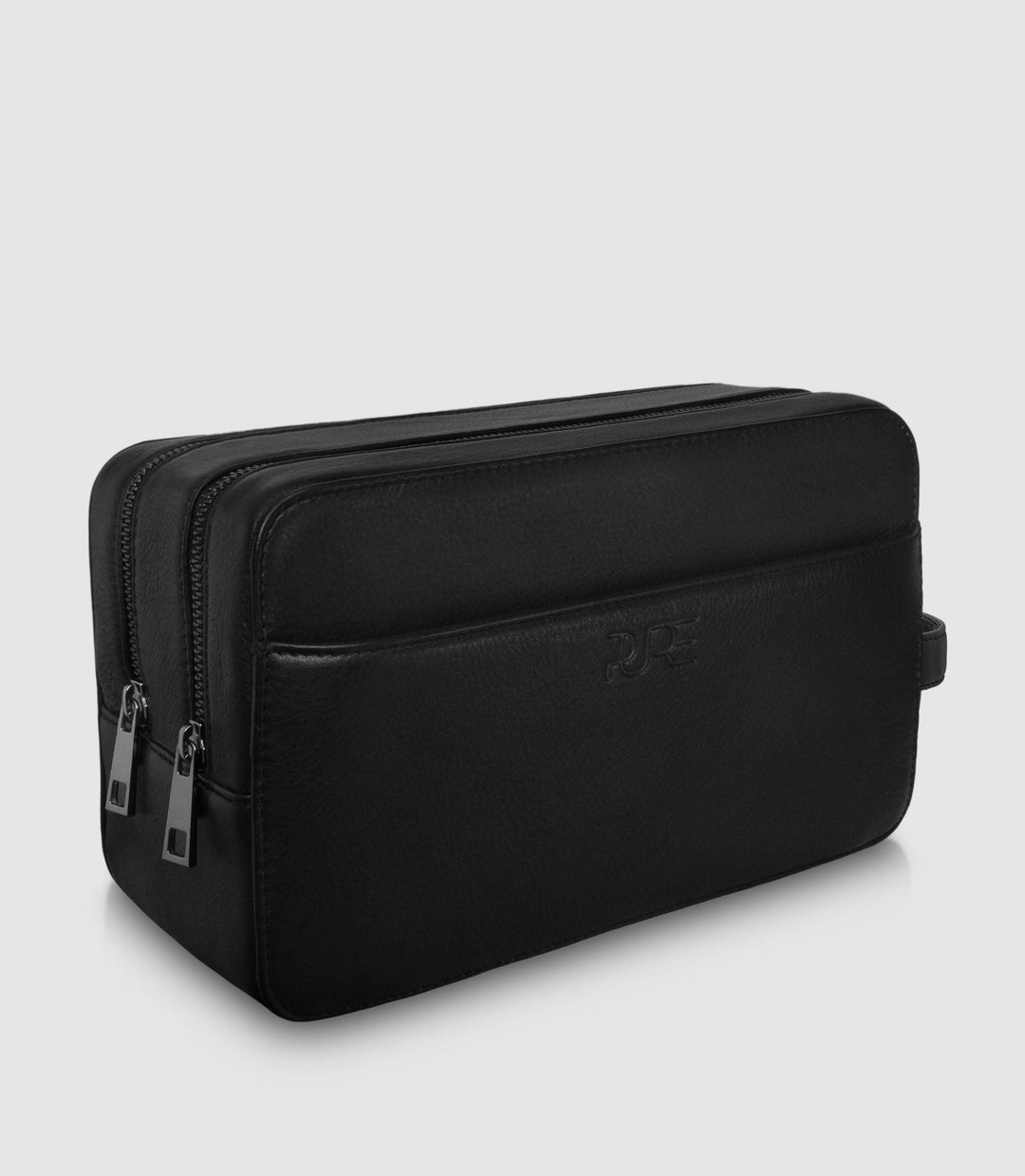 Kulturtasche Leder ATLAS XL Midnight Black aus echtem Leder von PURE Leather Studio | PURE Leather Studio