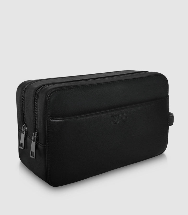 Kulturtasche Leder ATLAS XL Midnight Black aus echtem Leder von PURE Leather Studio | PURE Leather Studio