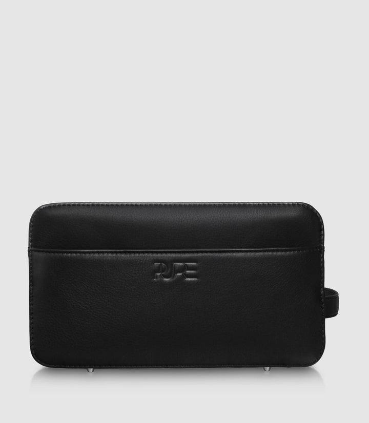 Kulturtasche Leder ATLAS XL Midnight Black aus echtem Leder von PURE Leather Studio | PURE Leather Studio