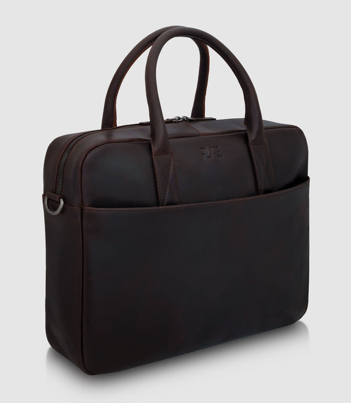 Laptoptasche Leder NAOS Chocolate aus echtem Leder von PURE Leather Studio | PURE Leather Studio