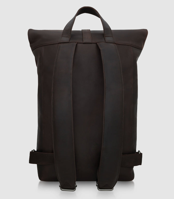 Rolltop Leder Rucksack POLIS Chocolate aus echtem Leder von PURE Leather Studio | PURE Leather Studio