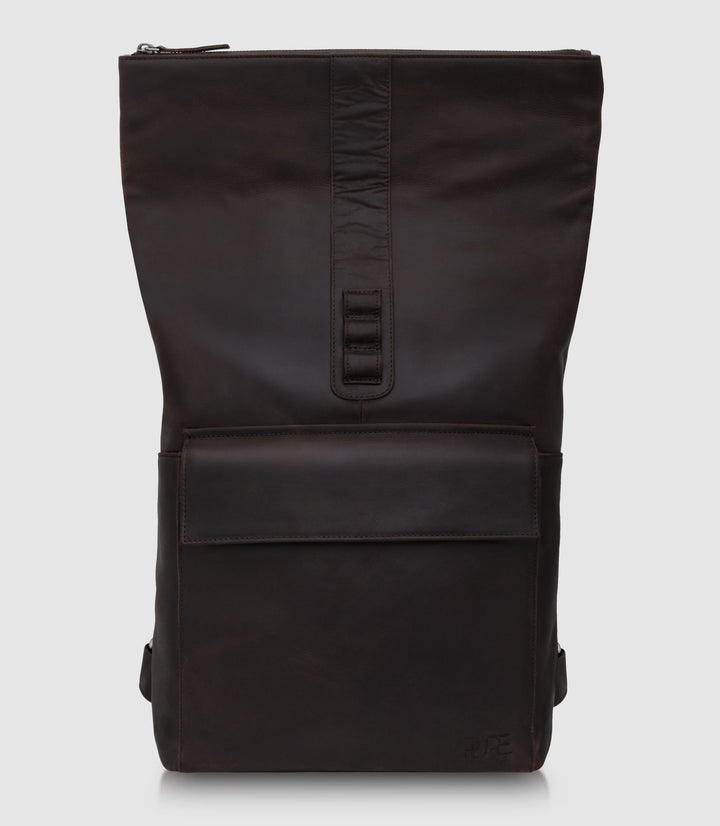 Rolltop Leder Rucksack POLIS Chocolate aus echtem Leder von PURE Leather Studio | PURE Leather Studio