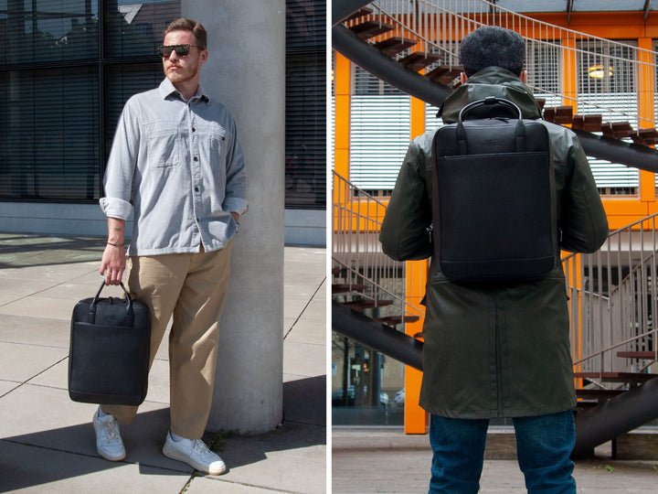 Rucksack Leder VEGA Midnight Black aus echtem Leder von PURE Leather Studio | PURE Leather Studio