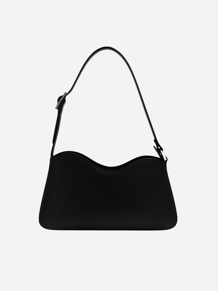 Schultertasche MILEVA aus Leder - Deep Black