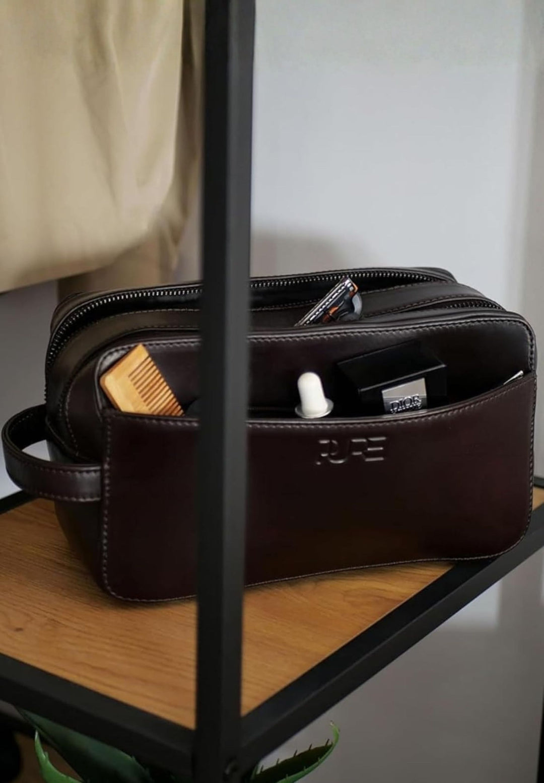 Kulturtasche Leder ATLAS XL Chocolate