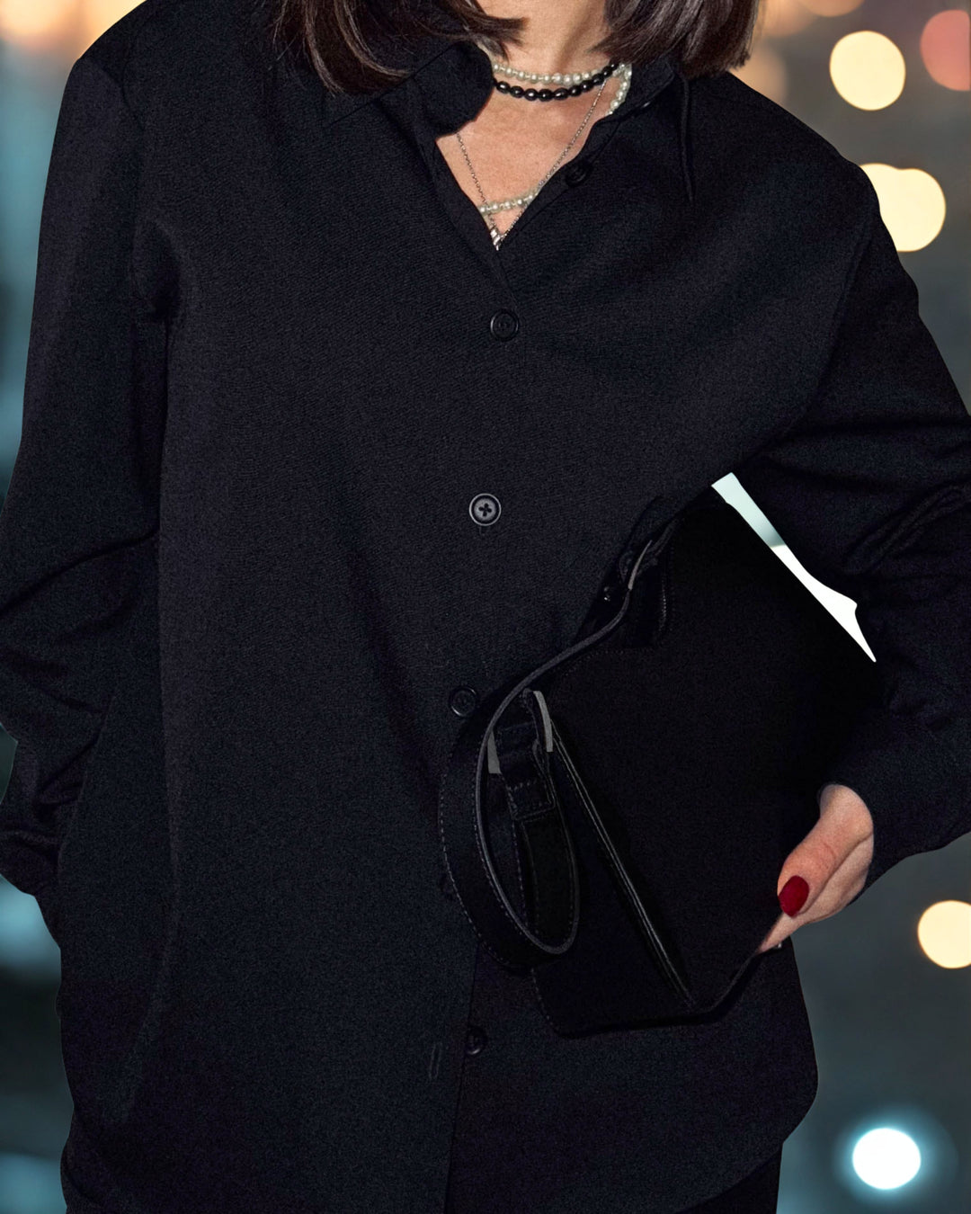 Sac bandoulière ELARA en cuir - Noir profond