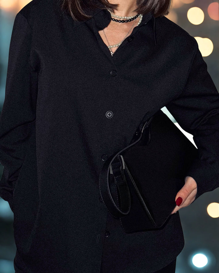 Sac bandoulière ELARA en cuir - Noir profond