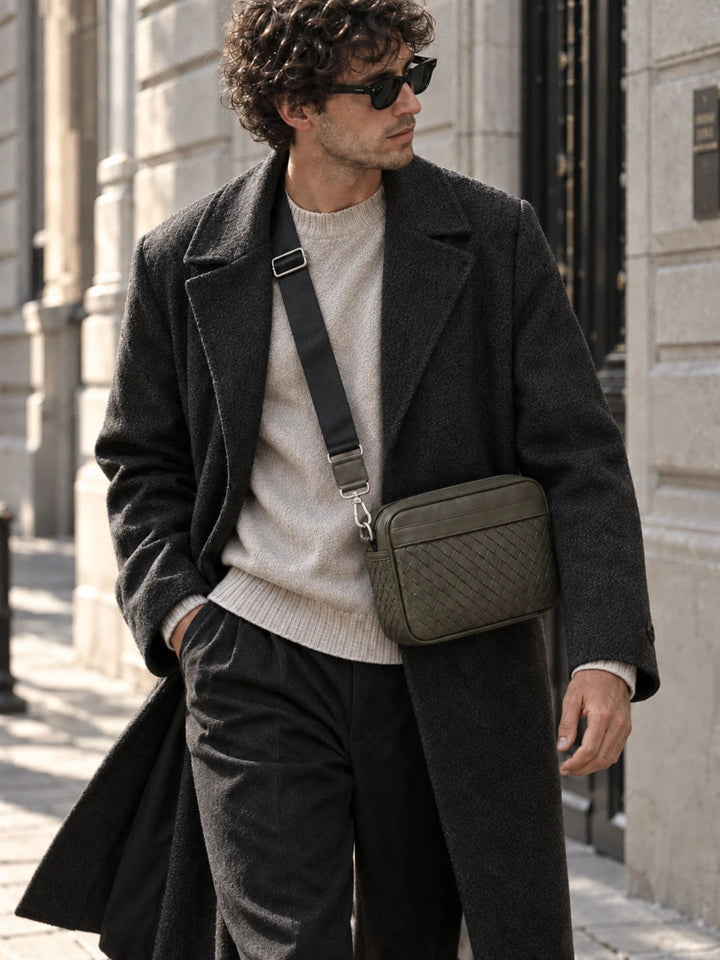 Sac bandoulière en cuir JUNO Medium - Olive