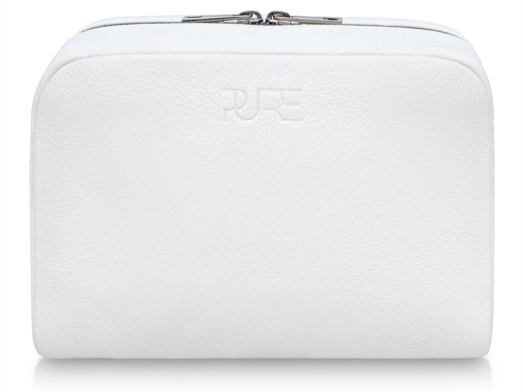 Kosmetiktasche Leder MIRA Ivory White aus echtem Leder von PURE Leather Studio | PURE Leather Studio